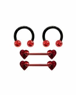 Wholesale 🧨 Multi-Pack 666 Horseshoe Rings and Barbells 2 Pair - 14 Gauge ✔️ -Playboy Shop 03984671 b