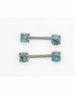Deals 🤩 Turquoise-Effect Nipple Barbells - 14 Gauge 🎉 -Playboy Shop 03984721 b