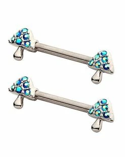 Best Sale 🤩 CZ Mushroom Nipple Barbells - 14 Gauge 🛒 -Playboy Shop 03984739 b