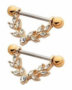 Budget π Goldtone Flower Nipple Barbells - 14 Gauge β 7 Budget π Goldtone Flower Nipple Barbells - 14 Gauge β -Playboy Shop 03984762 b