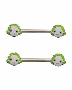 Discount β¨ Green Beetlejuice Nipple Barbells - 14 Gauge π§¨