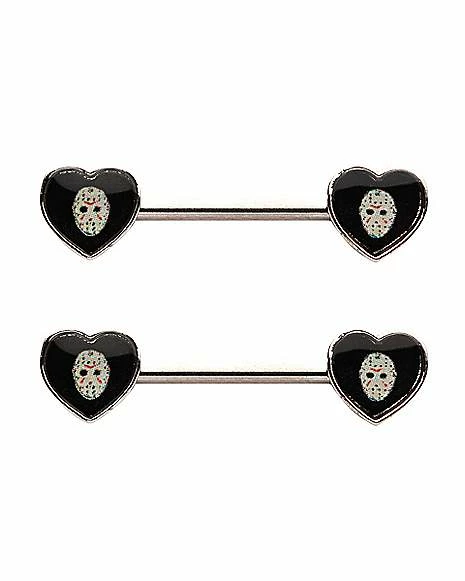 Outlet π€© Heart Jason Voorhees Mask Nipple Barbells 14 Gauge - Friday the 13th βοΈ 3 Outlet π€© Heart Jason Voorhees Mask Nipple Barbells 14 Gauge - Friday the 13th βοΈ