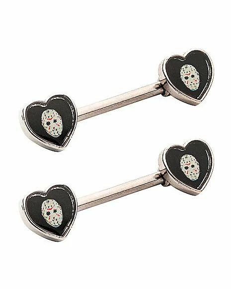Outlet π€© Heart Jason Voorhees Mask Nipple Barbells 14 Gauge - Friday the 13th βοΈ 4 Outlet π€© Heart Jason Voorhees Mask Nipple Barbells 14 Gauge - Friday the 13th βοΈ - Image 2