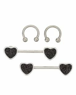 Best reviews of ⭐ Multi-Pack Black Glitter Heart Horseshoe Rings and Barbells 2 Pair - 14 Gauge 🎉