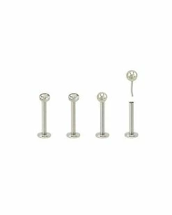 Cheap 🛒 Multi-Pack Round CZ Threadless Labret Lip Rings 4 Pack - 16 Gauge 👏 -Playboy Shop 03985033 b