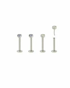 Wholesale 🔥 Multi-Pack Purple CZ Threadless Labret Lip Rings 4 Pack - 16 Gauge ⭐ -Playboy Shop 03985041 b