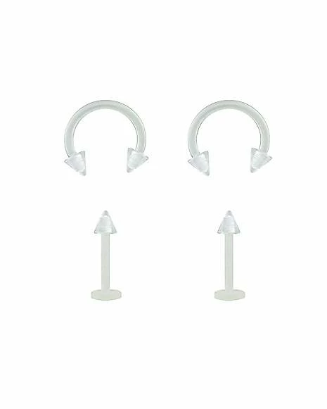 Flash Sale π― Multi-Pack Spiked Acrylic Horseshoes and Labret Lip Rings 2 Pair - 16 Gauge π 3 Flash Sale π― Multi-Pack Spiked Acrylic Horseshoes and Labret Lip Rings 2 Pair - 16 Gauge π