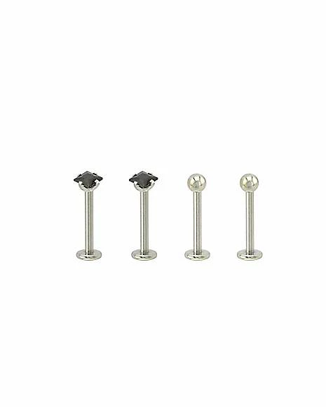 Top 10 π― Multi-Pack Square Black CZ Labret Lip Rings 4 Pack - 16 Gauge 𧨠4 Top 10 π― Multi-Pack Square Black CZ Labret Lip Rings 4 Pack - 16 Gauge 𧨠- Image 2