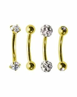 Brand new 🎁 Multi-Pack Pave CZ Goldplated Curved Barbells 4 Pack - 16 Gauge 🔔