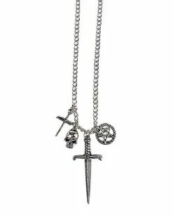Cheapest 🧨 Sword Skull Pentagram Charm Necklace 🌟