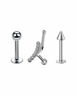 Best reviews of 🎉 Multi-Pack Pave CZ Double Line Labret Lip Rings 3 Pack - 16 Gauge 🧨