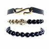 Buy 🔔 Multi-Pack Goldtone Skull Black Beaded Bracelets - 3 Pack ⌛ -Playboy Shop 03985363 a
