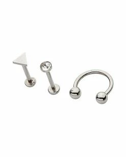 Outlet 💯 Multi-Pack CZ Triangle and Horseshoe Cartilage Earrings 3 Pack - 18 Gauge 👏