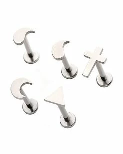 Cheapest ⭐ Multi-Pack Raindrop Cross Moon and Heart Cartilage Barbells 5 Pack - 18 Gauge 👏