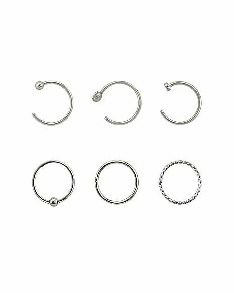 Cheap π Multi-Pack CZ Twist Hoop Nose Rings and Half Hoop Nose Rings 6 Pack - 20 Gauge π 4 Cheap π Multi-Pack CZ Twist Hoop Nose Rings and Half Hoop Nose Rings 6 Pack - 20 Gauge π - Image 2
