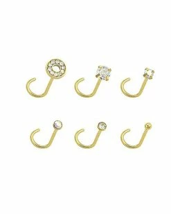 Top 10 😍 Multi-Pack Round CZ Goldtone Screw Nose Rings 6 Pack - 20 Gauge 🛒 -Playboy Shop 03985538 b