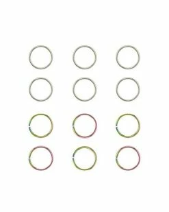 Buy ✨ Multi-Pack Silvertone and Rainbow Hoops - 20 Gauge 🔔 -Playboy Shop 03985553 a