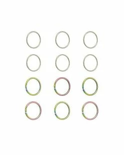 Buy ✨ Multi-Pack Silvertone and Rainbow Hoops - 20 Gauge 🔔 -Playboy Shop 03985553 b