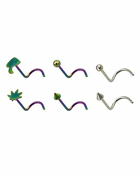 Buy π― Multi-Pack Mushroom and Weed Leaf Screw Nose Rings 6 Pack - 20 Gauge β 6 Buy π― Multi-Pack Mushroom and Weed Leaf Screw Nose Rings 6 Pack - 20 Gauge β - Image 4