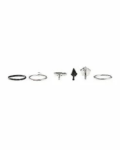 Flash Sale 😍 Multi-Pack CZ Pentagram and Knife Hoop Nose Rings and Bone Nose Rings 6 Pack - 20 Gauge 🌟 -Playboy Shop 03985595 d