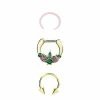 Coupon 👏 Multi-Pack CZ Goldtone Weed Leaf Septum Rings 3 Pack - 16 Gauge 🎉 -Playboy Shop 03985629 a