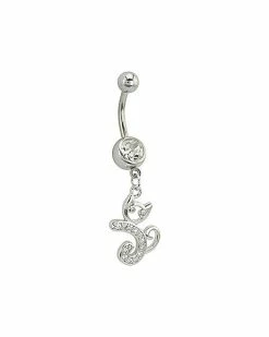 Coupon 🔥 CZ Cat Dangle Belly Ring - 14 Gauge 🎁 -Playboy Shop 03985793 b