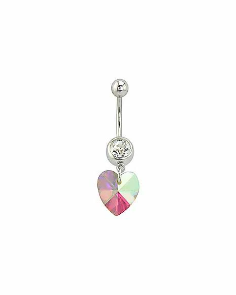 Budget π CZ Iridescent Heart Dangle Belly Ring - 14 Gauge β 3 Budget π CZ Iridescent Heart Dangle Belly Ring - 14 Gauge β