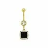 Best deal 👏 CZ Black Square Dangle Belly Ring - 14 Gauge 🤩 -Playboy Shop 03985850 a