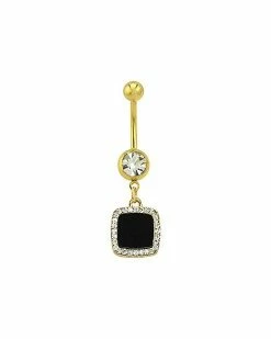 Best deal 👏 CZ Black Square Dangle Belly Ring - 14 Gauge 🤩