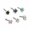 Hot Sale ✨ Multi-Pack CZ Star Heart and Square Bone Nose Rings 6 Pack - 20 Gauge 😉 -Playboy Shop 03985983 a