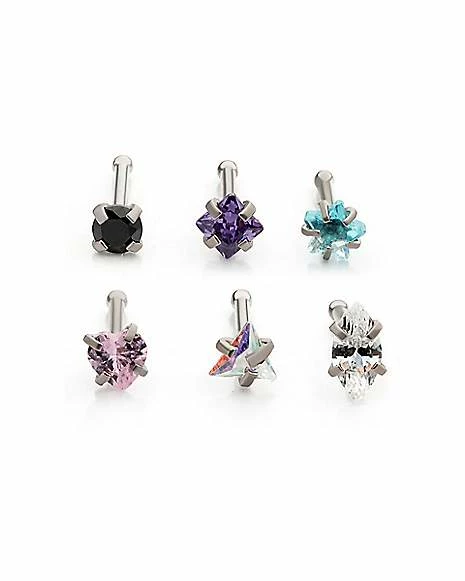 Hot Sale β¨ Multi-Pack CZ Star Heart and Square Bone Nose Rings 6 Pack - 20 Gauge π 5 Hot Sale β¨ Multi-Pack CZ Star Heart and Square Bone Nose Rings 6 Pack - 20 Gauge π - Image 3