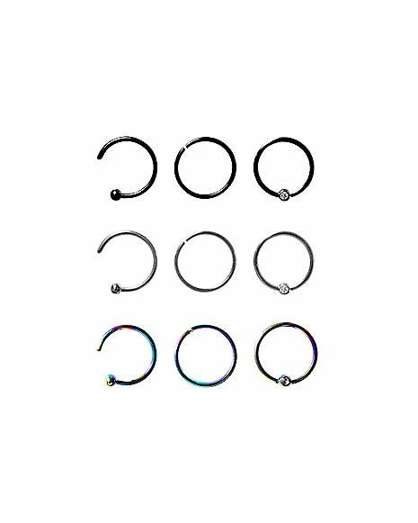 Best reviews of π Multi-Pack CZ Black and Oil Slick Hoop Nose Rings 9 Pack - 20 Gauge π 3 Best reviews of π Multi-Pack CZ Black and Oil Slick Hoop Nose Rings 9 Pack - 20 Gauge π