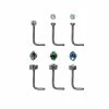 Best Sale 🛒 Multi-Pack Round and Oval CZ L-Bend Nose Rings 6 Pack - 20 Gauge 🎉 -Playboy Shop 03986049 a
