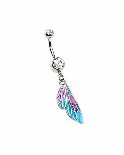 Wholesale 🎁 CZ Blue Butterfly Wings Dangle Belly Rings - 14 Gauge 👏 -Playboy Shop 03986098 b