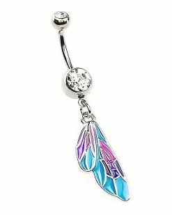 Wholesale 🎁 CZ Blue Butterfly Wings Dangle Belly Rings - 14 Gauge 👏 -Playboy Shop 03986098 c