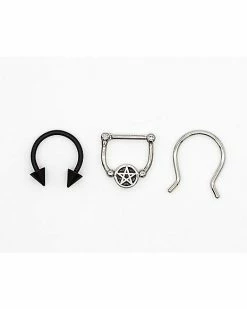 Discount 🛒 Multi-Pack Pentagram Septum Rings 3 Pack - 16 Gauge 🛒