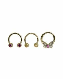 Hot Sale 😉 Multi-Pack CZ Purple Butterfly Septum Rings 3 Pack - 16 Gauge 🎁