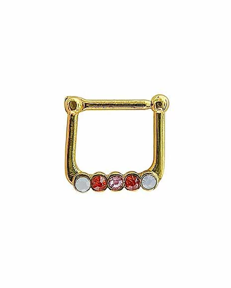 Budget π White and Red CZ Square Hinged Septum Ring - 16 Gauge π 3 Budget π White and Red CZ Square Hinged Septum Ring - 16 Gauge π
