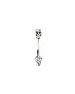 Budget 💯 Antique Style Silver Skull Head Belly Ring - 14 Gauge 👏