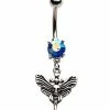 Deals ❤️ CZ Aurora Borealis Effect Moth Dangle Belly Ring - 14 Gauge 😉 -Playboy Shop 03986684 a