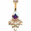 Hot Sale 🥰 CZ Aurora Borealis Flower Gem Dangle Belly Ring - 14 Gauge 👏 -Playboy Shop 03986718 a