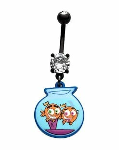 Best Pirce ❤️ CZ Cosmo and Wanda Dangle Belly Ring 14 Gauge - The Fairly OddParents ⌛