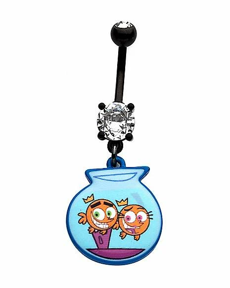 Best Pirce ❤️ CZ Cosmo and Wanda Dangle Belly Ring 14 Gauge - The Fairly OddParents ⌛ 3 Best Pirce ❤️ CZ Cosmo and Wanda Dangle Belly Ring 14 Gauge - The Fairly OddParents ⌛