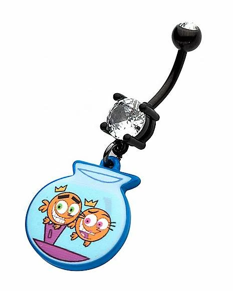 Best Pirce ❤️ CZ Cosmo and Wanda Dangle Belly Ring 14 Gauge - The Fairly OddParents ⌛ 4 Best Pirce ❤️ CZ Cosmo and Wanda Dangle Belly Ring 14 Gauge - The Fairly OddParents ⌛ - Image 2
