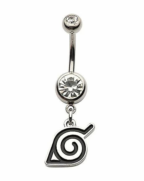 Promo π CZ Konoha Symbol Dangle Belly Ring 14 Gauge - Naruto Shippuden βοΈ 3 Promo π CZ Konoha Symbol Dangle Belly Ring 14 Gauge - Naruto Shippuden βοΈ