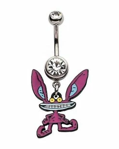 Budget 🥰 CZ Ickis Dangle Belly Ring 14 Gauge - Aaahh!! Real Monsters 👏