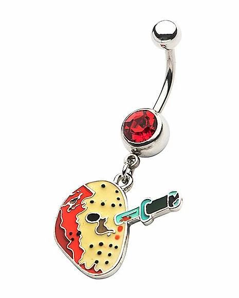 Brand new π CZ Knife Jason Voorhees Mask Dangle Belly Ring 14 Gauge - Friday the 13th β€οΈ 4 Brand new π CZ Knife Jason Voorhees Mask Dangle Belly Ring 14 Gauge - Friday the 13th β€οΈ - Image 2