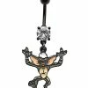 Cheap 🎉 CZ Gremlins Stripe Dangle Belly Ring - 14 Gauge 🌟 -Playboy Shop 03986957 a