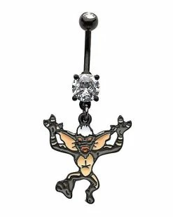Cheap 🎉 CZ Gremlins Stripe Dangle Belly Ring - 14 Gauge 🌟