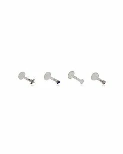 Outlet 👍 Multi-Pack Clear Gem Labret Lip Rings 4 Pack - 16 Gauge 💯